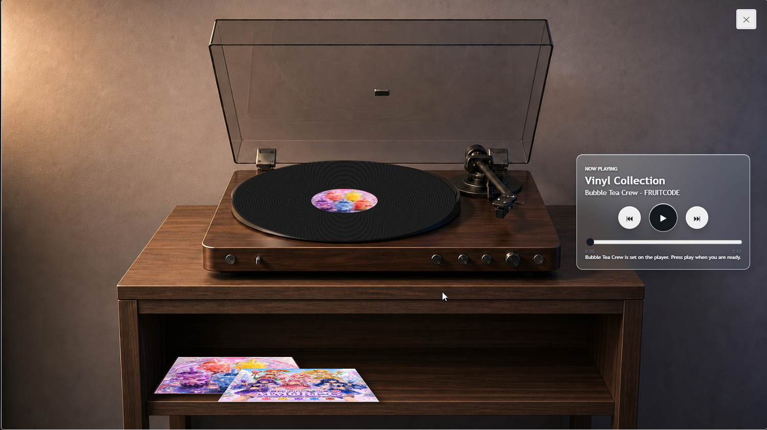 Work-in-progress record player screen