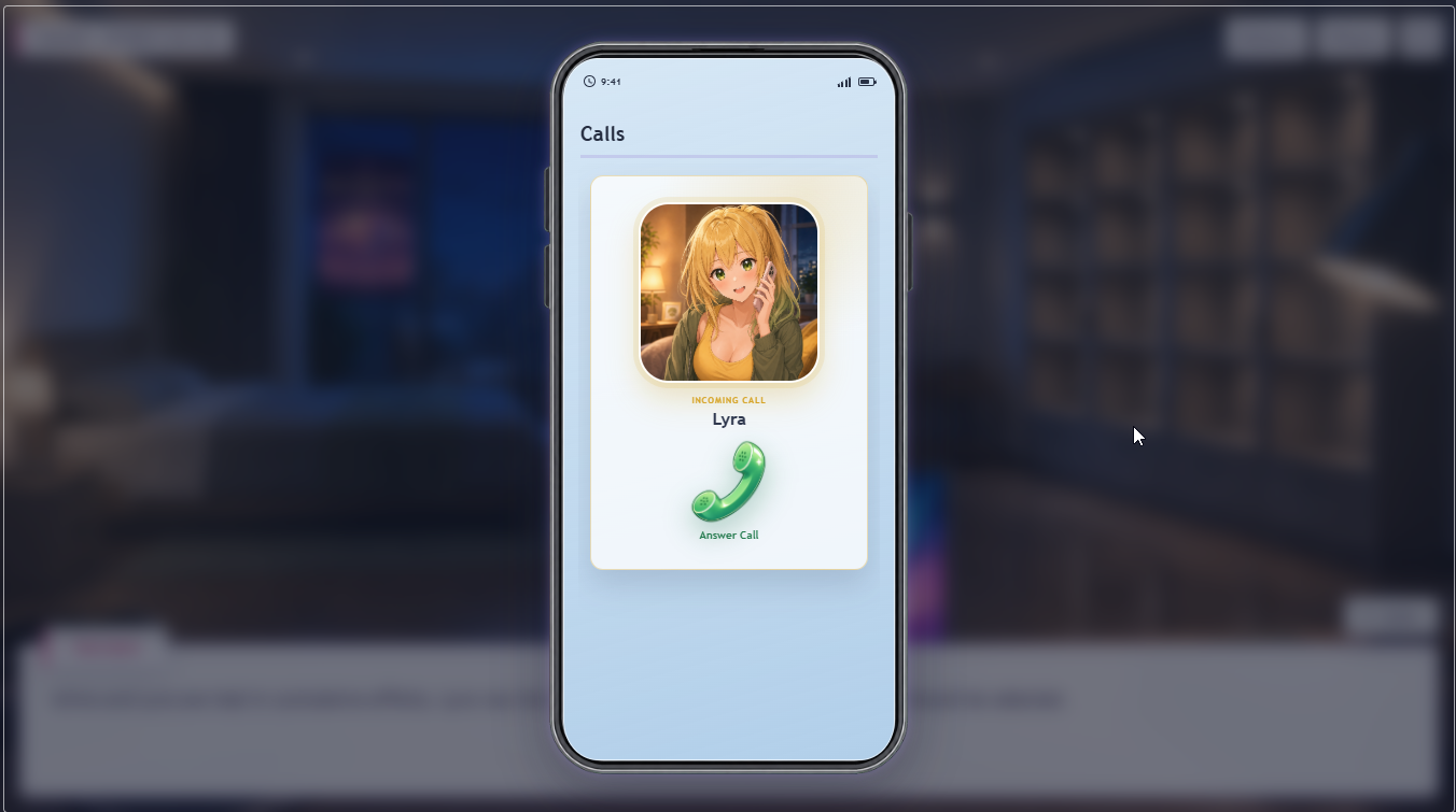 Work-in-progress phone call screen
