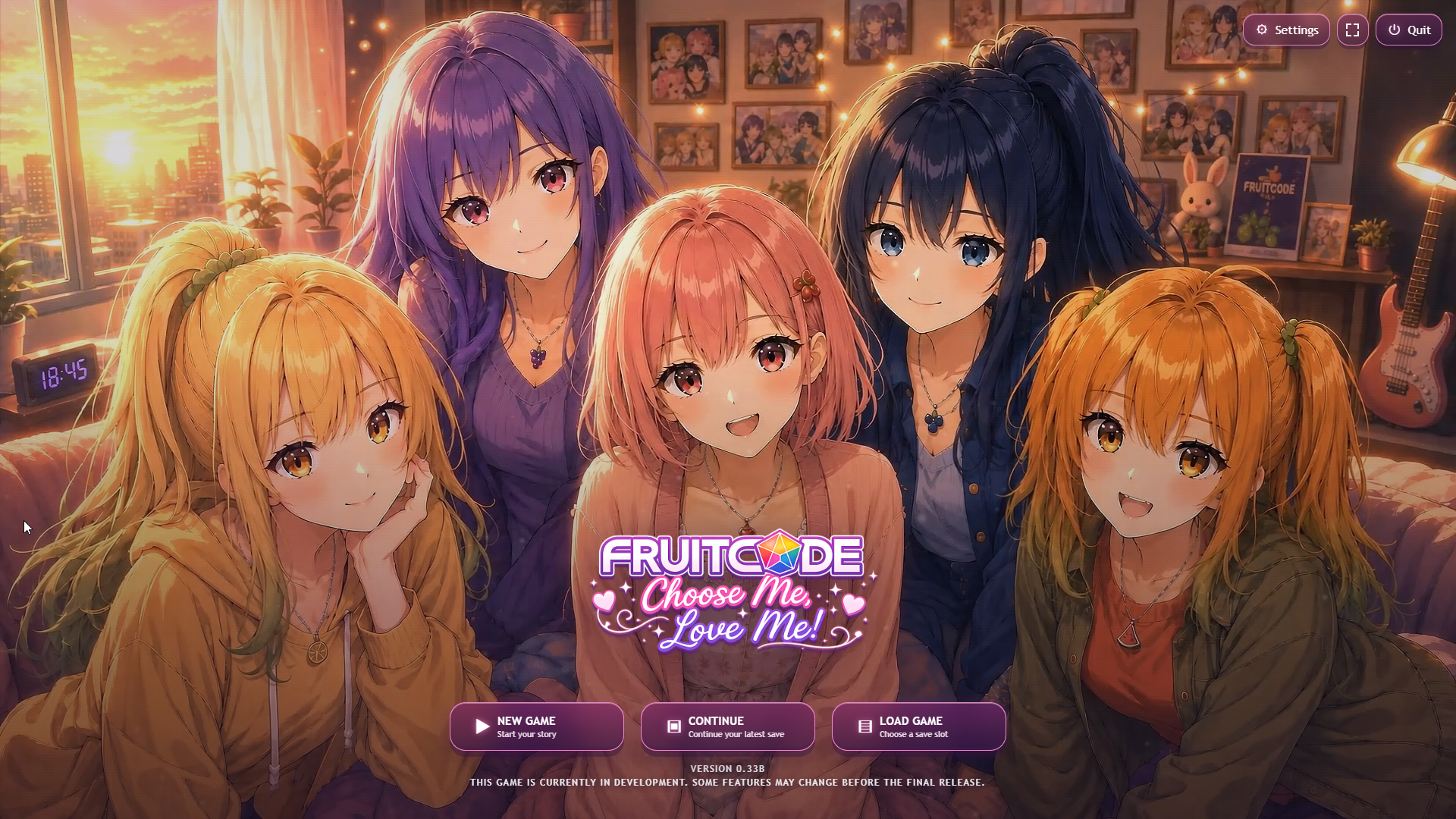 Work-in-progress FRUITCODE game title screen